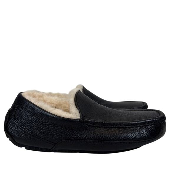 Ugg Ascot Slipper Mens Size 8 Black‎ Leather Slip On Lined main image 11
